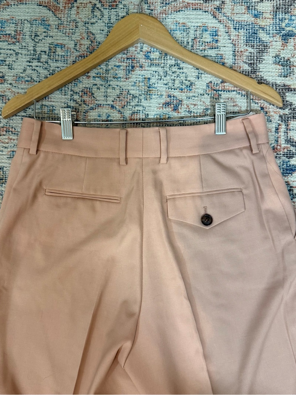 REISS Wool Blend Trousers US 6 Blush Pink Tailored Tapered Ankle Dress Pant - Picture 7 of 8